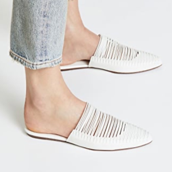 Tory Burch Shoes - Tory Burch Sienna White Leather Flat Slide Mules